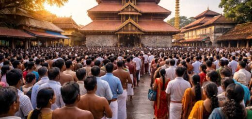 Guruvayur Temple Live Crowd waiting outside temple