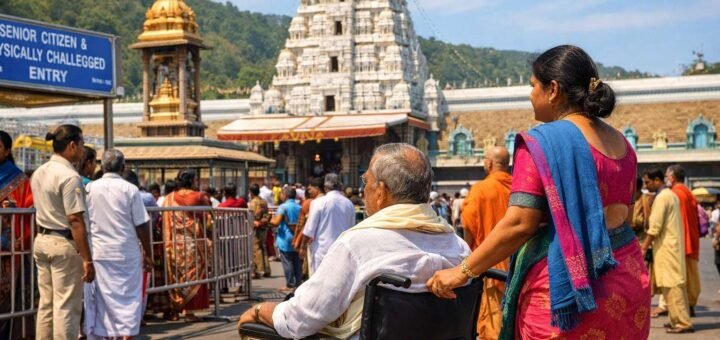 Handicapped Darshan Online Booking at Tirumala devotional scene