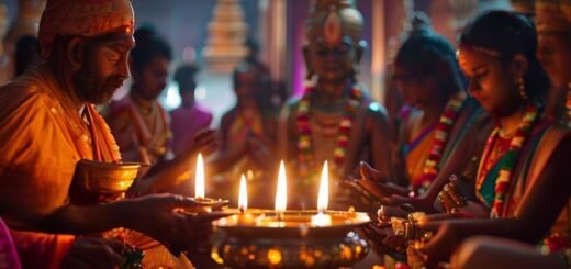Shani Trayodashi Pooja Vidhanam ritual with oil lamp and offerings