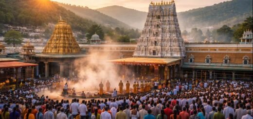 Ttd Tirumala Temple Koil Alwar Thirumanjanam ritual at sunrise.