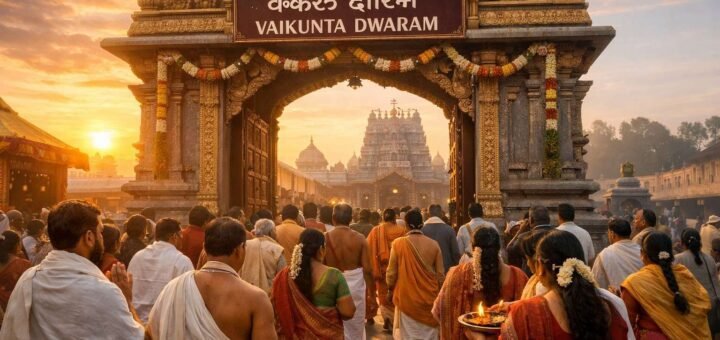 Vaikunta Ekadasi Fasting Procedure devotees at temple entrance