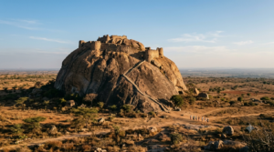 Weekend getaways from Hyderabad – granite monolith hill fort at golden hour